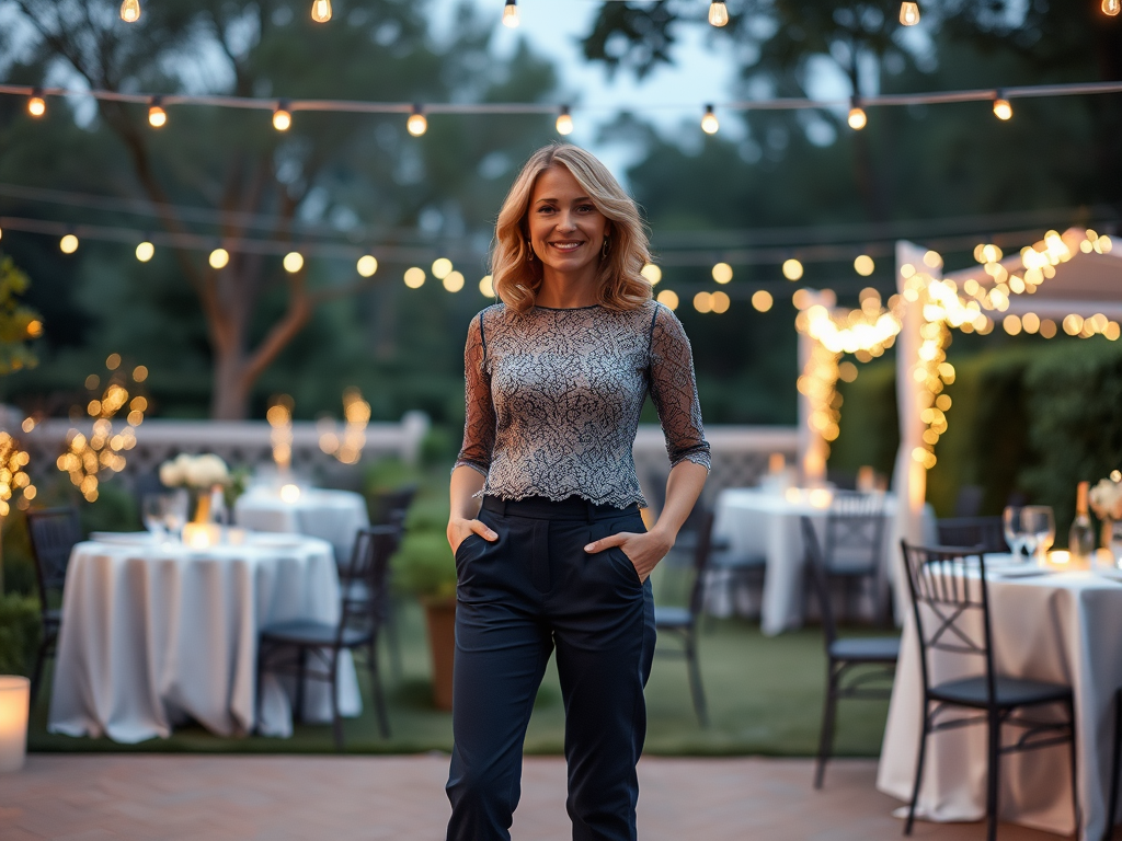 Quel Haut Avec Un Pantalon Bleu Marine Femme Associez un Haut en Dentelle avec un Pantalon Bleu Marine pour Éblouir